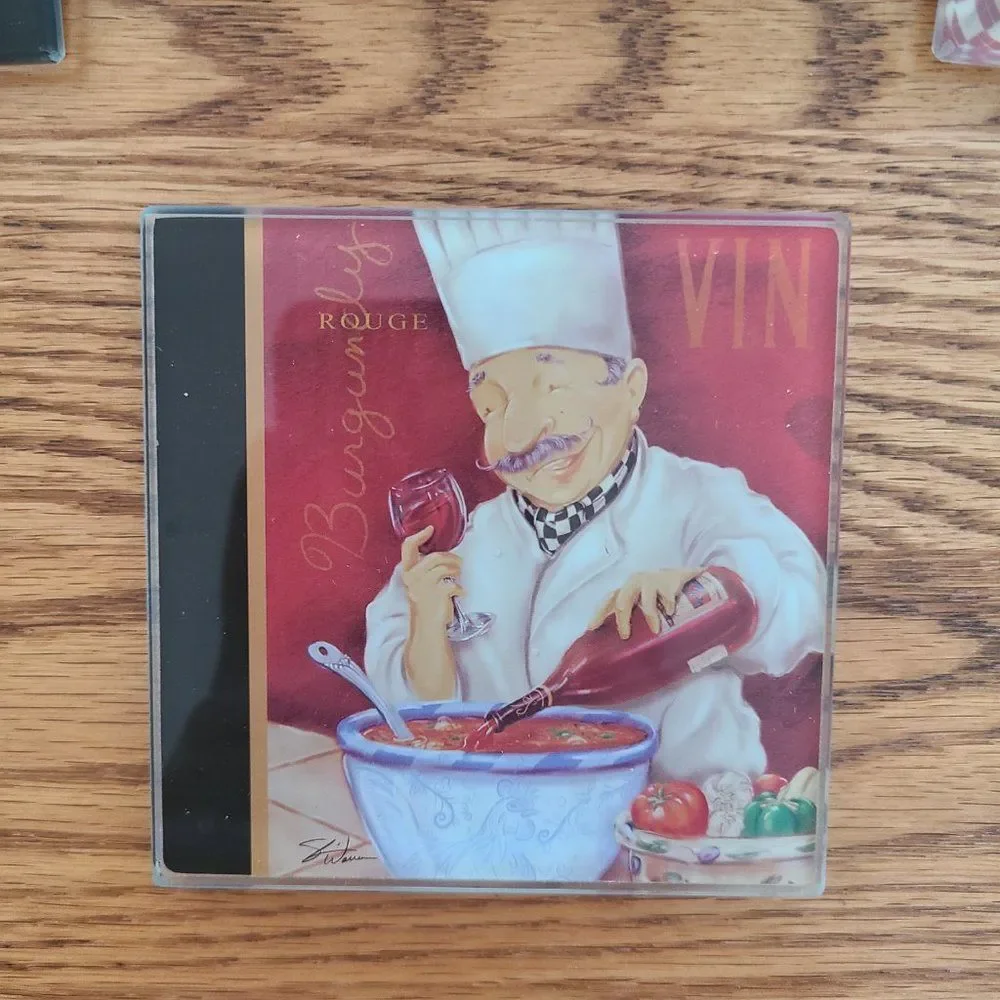 Wine Chef Sommelier Glass Coasters W/ Artwork by Shari Warren Beverage Coasters